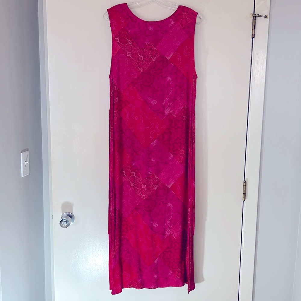 R & K Originals sun dress in pink, red & burgundy, size 14 - Picture 3 of 6